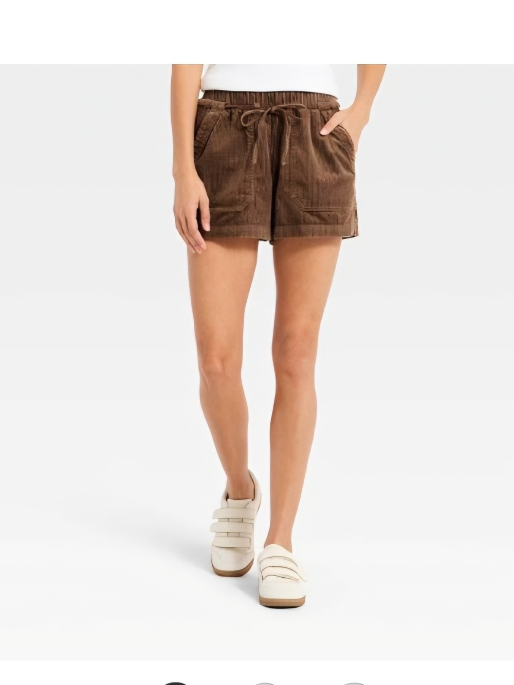 University City Corduroy Tie-Waist Women's Shorts in Brown Size Med NWT